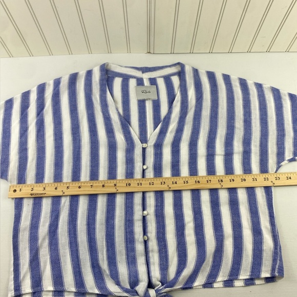 Rails Women’s Blue and White Striped Cropped Button Front Shirt Blouse Sz M - Picture 8 of 11